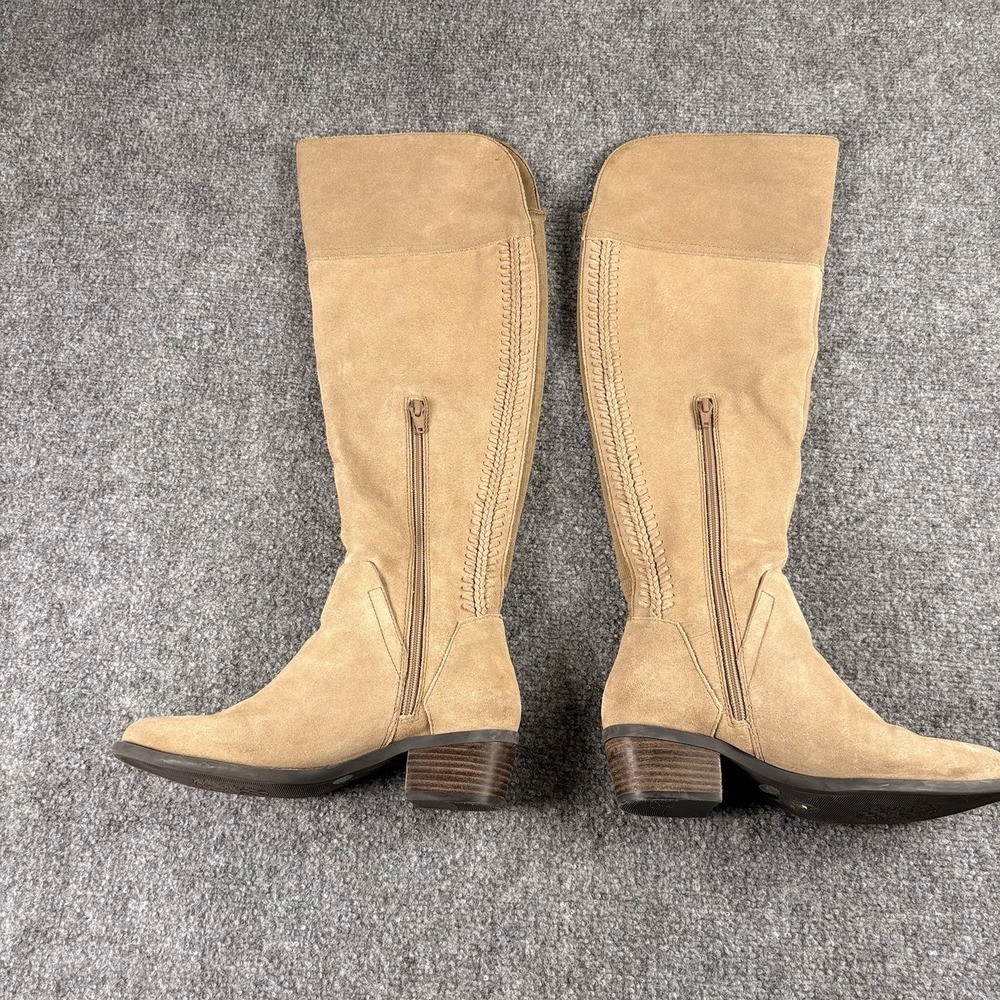 Vince Camuto Bendra Tall Boots Women's 6.5M Taupe Suede Side Zip Riding Low Heel - Picture 3 of 15